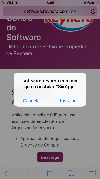 Dialogo de instalacion de app en iOS